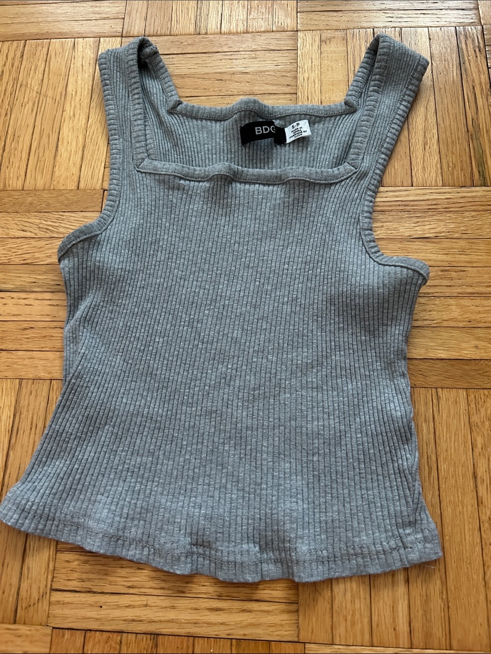 BDG Gray Ribbed Square Neck Tank